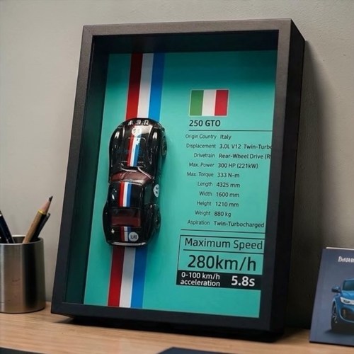 Mini Gt Ferrari 250 Gto Siyah Çerçeveli Metal Model Araba Dekoratif Koleksiyon