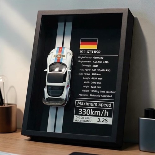 Mini Gt Porsche 911 Gt3 Rsr Çerçeveli Metal Model Araba Dekoratif Koleksiyon