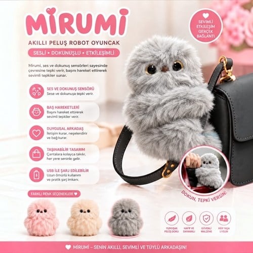 Mirumi Akıllı Peluş Robot Oyuncak Gri