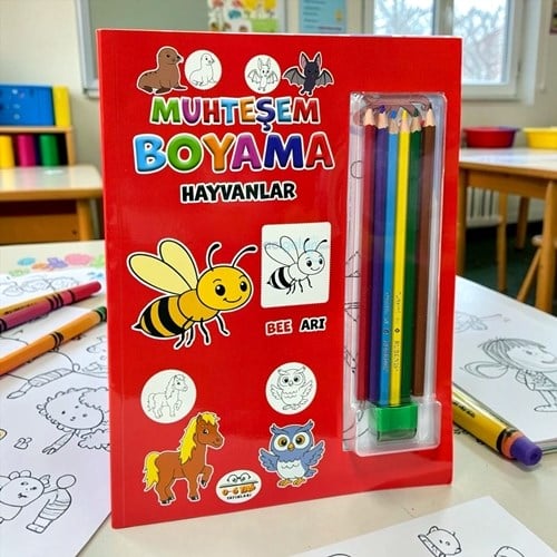 Muhteşem Boyama - Hayvanlar - Kuruboya Ve Kalemtraş