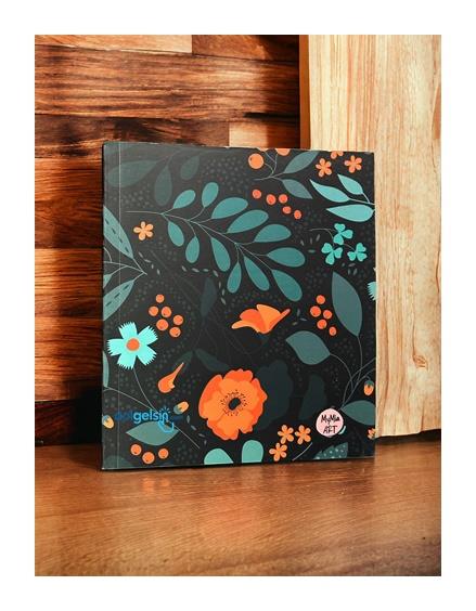 My Mia Art Turuncu Çiçekli Amerikan Ciltli Defter