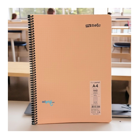 Mynote Flex Pastel Spralli Defter A4 100 Yp Kareli