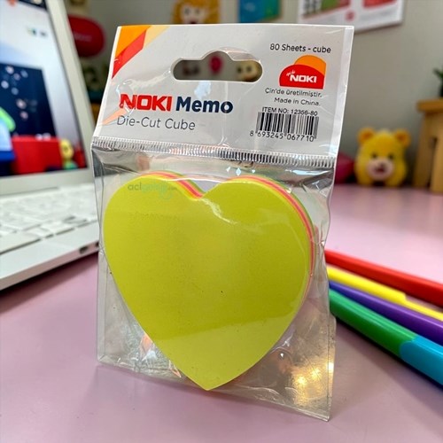 Noki Memo Kalp Şekilli Yapışkanlı Not Kağıdı 5 Renk 80 Sayfa