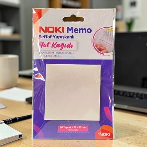 Noki Memo Şeffaf Yapışkanlı Not Kağıdı 75x75mm 50 Yaprak