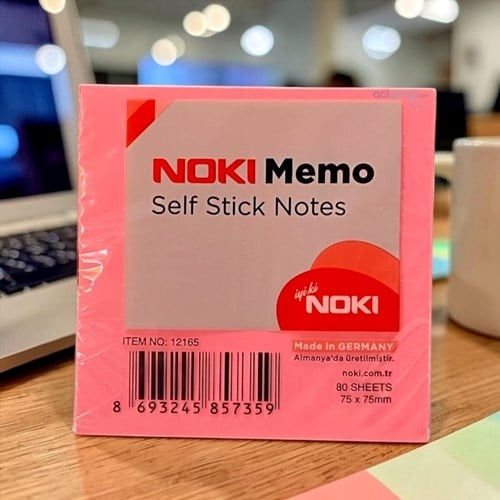 Noki Memo Yapışkanlı Not Kağıdı Pembe 75x75mm 80 Yaprak