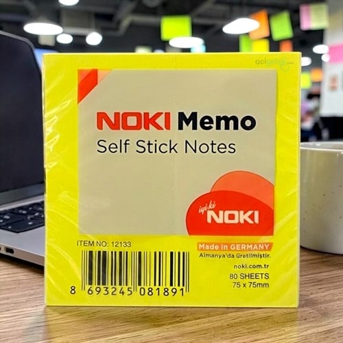 Noki Memo Yapışkanlı Not Kağıdı Sarı 75x75mm 80 Yaprak