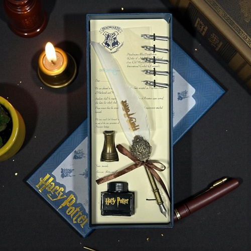 Nostaljik Harry Potter Beyaz Tüylü Dolma Ve Kaligrafi Divit Kalem Seti
