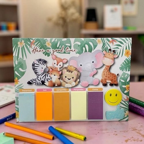 Notyaz Hayvanlar Yapışkanlı Not Kağıdı Haftalık Planlayıcı