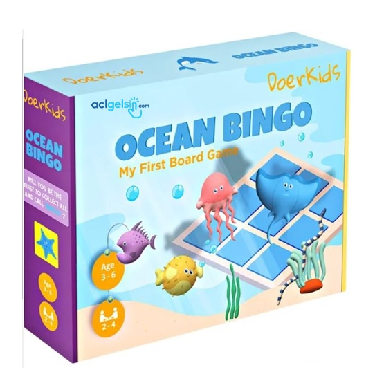 Okyanus Temalı Bingo Okyanus Tombala Eğitici Kutu Oyunu