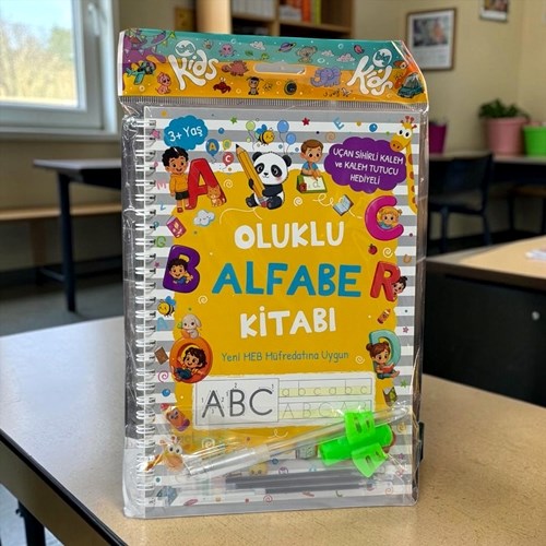 Oluklu Alfabe Kitabı / Uçan Sihirli Kalem Ve Kalem Tutucu Hediyeli / 3+