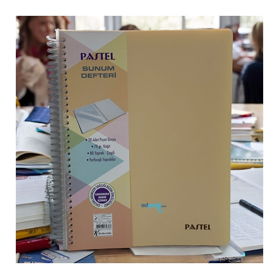 Pastel Sunum Defteri Spralli A4 80 Yaprak Çizgili