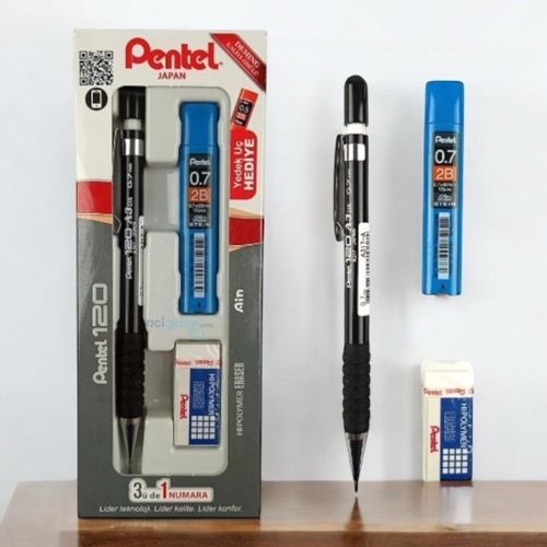 Pentel 120 A3 Dx Mekanik Kurşun Kalem 3lü Set 0.7mm Siyah