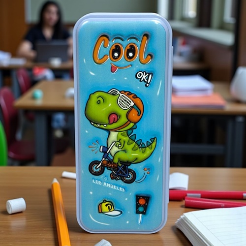 Polimer Dino Çift Bölmeli Kalem Kutusu