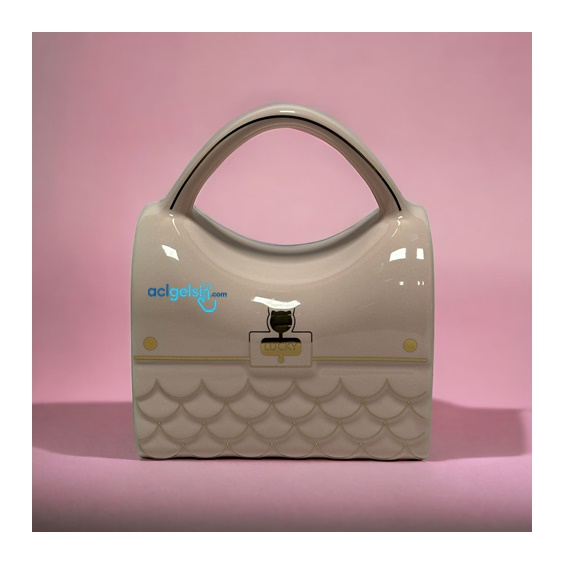 Porselen Kupa Bardak Kapaklı Kaşıklı Handbag