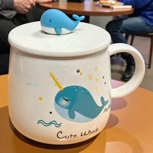 Porselen Kupa Bardak Kaşıklı Şirin Tasarım Mug