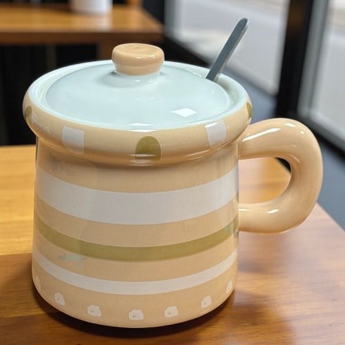 Porselen Kupa Bardak Kaşıklı Şirin Tasarım Mug