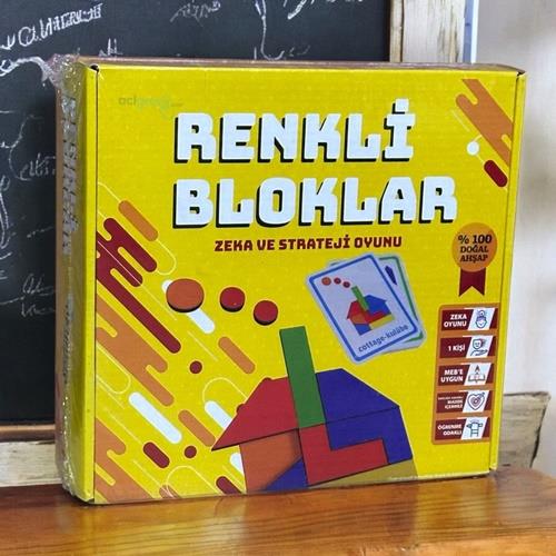 Renkli Bloklar Ahşap Kutu Oyunu