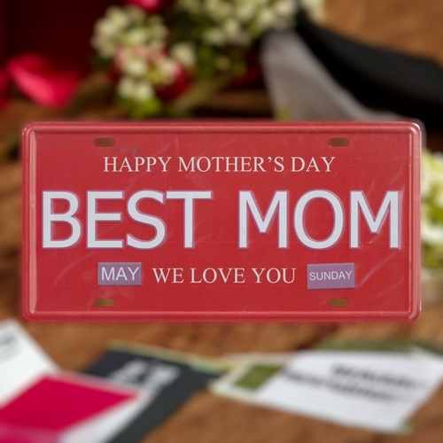 Retro Best Mom Metal Kabartma Plaka