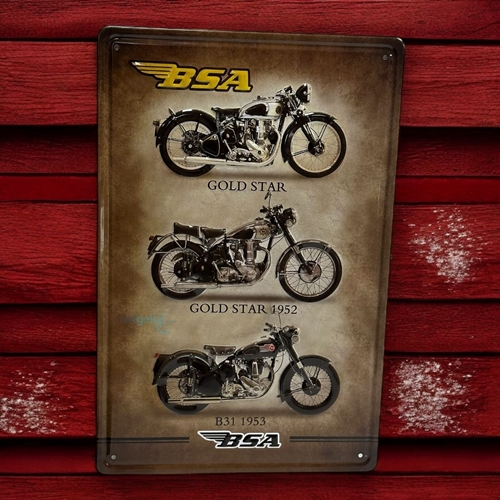 Retro Bsa Gold Star Motorsiklet Metal Kabartma Plaka
