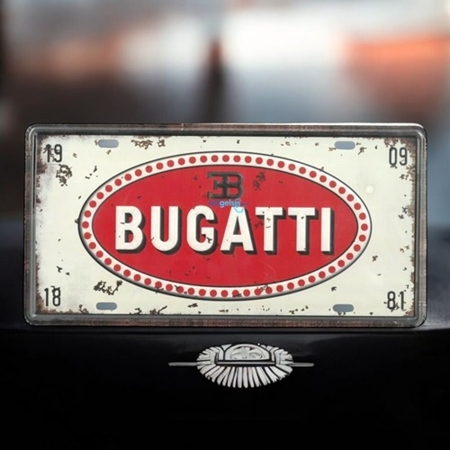 Retro Bugatti Metal Kabartma Plaka