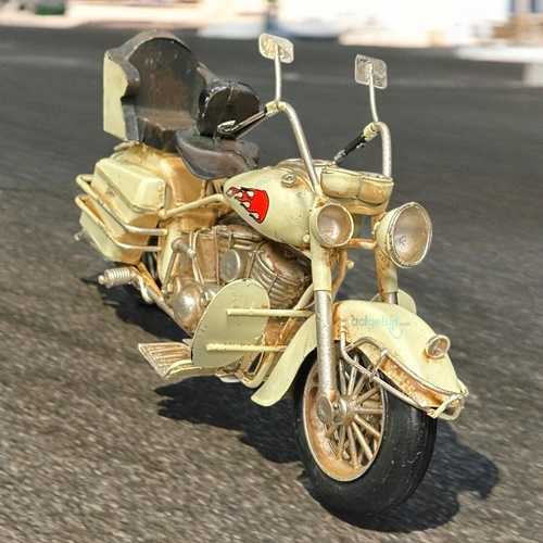 Retro Dekoratif Metal Beyaz Motorsiklet