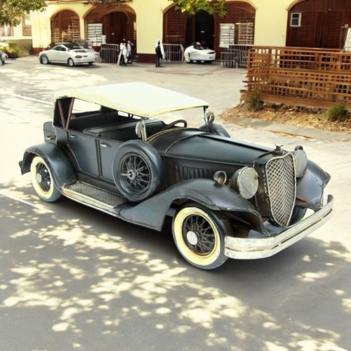Retro Dekoratif Metal Lincoln Siyah Araba