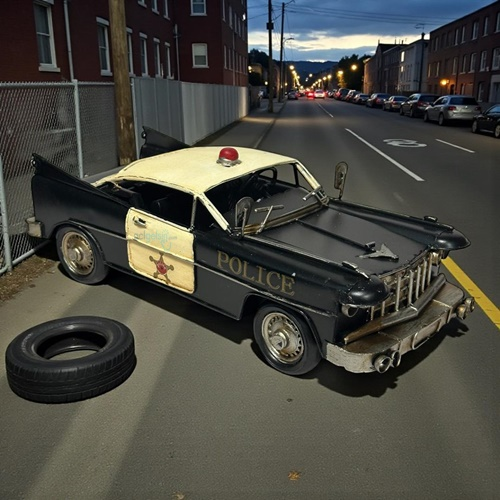 Retro Dekoratif Metal Polis Arabası