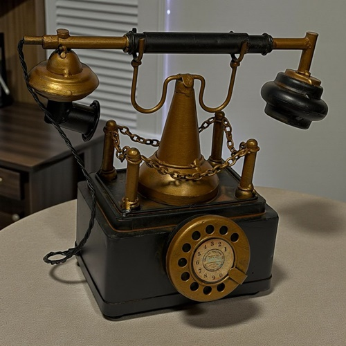Retro Dekoratif Metal Telefon Kumbaralı