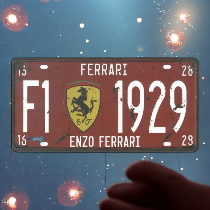 Retro Enzo Ferrari Metal Kabartma Plaka