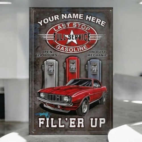 Retro Fill'er Up Metal Kabartma Plaka