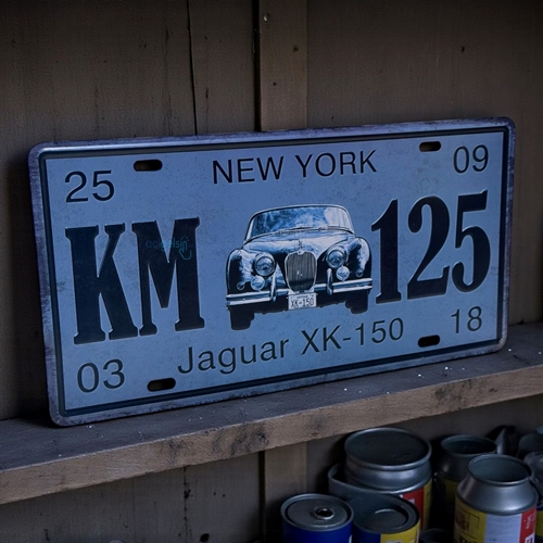 Retro Jaguar Xk-150 Metal Kabartma Plaka