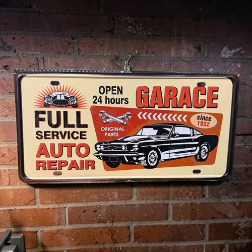 Retro Open Garage Metal Kabartma Plaka