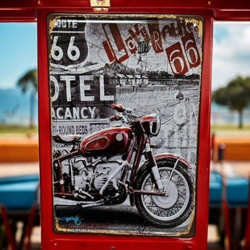Retro The Mother Road Motor Metal Kabartma Plaka