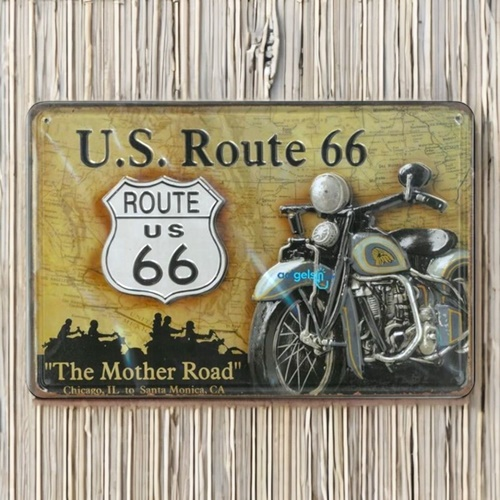 Retro U.s. Route 66 Metal Kabartma Plaka
