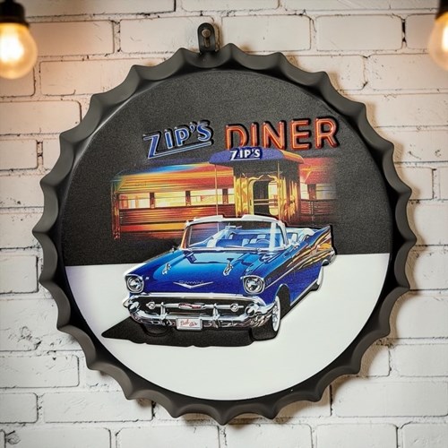 Retro Zip's Dinner Şişe Kapak Model Metal Pano