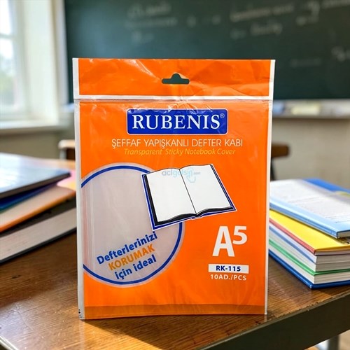Rubenis A5 Yapışkanlı Defter Kabı 10lu Şeffaf