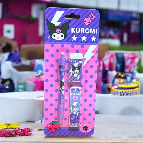 Sanrio Kuromi Uçlu Kalem, Silgi Ve Kalem Ucu Seti