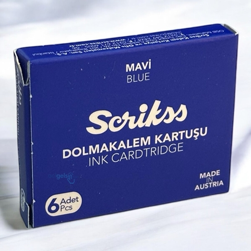 Scrikss Dolmakalem Mürekkep Yedek Kartuşu Mavisiyah 6'lı