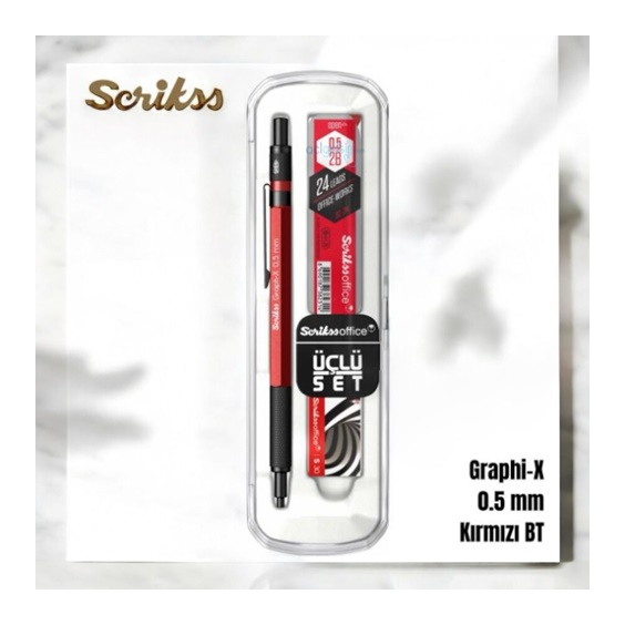Scrikss Graph-x Versatil Uçlu Kalem 0.5mm Kırmızı 3lü Set