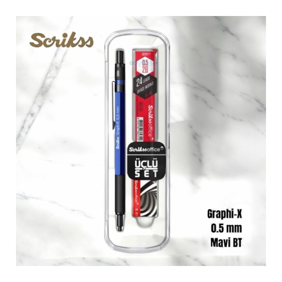 Scrikss Graph-x Versatil Uçlu Kalem 0.5mm Mavi 3lü Set