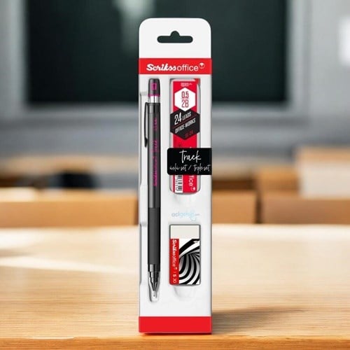 Scrikss Track 3'lü Set Mekanik Kurşun Kalem 0.5 Mm Pembe