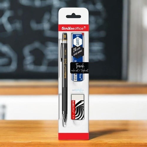 Scrikss Track 3'lü Set Mekanik Kurşun Kalem 0.7 Mm Altın Sarı