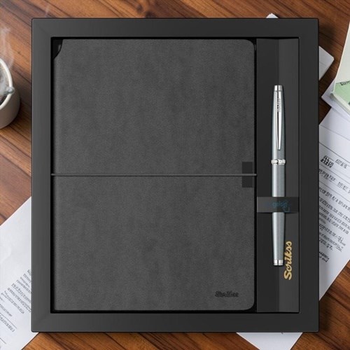 Scrikss Verona Siyah A5 Çizgili Defter - 800 Roller Gri Set