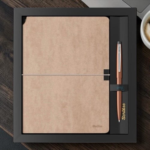 Scrikss Verona Vizon A5 Çizgili Defter - F108 Bronz Set