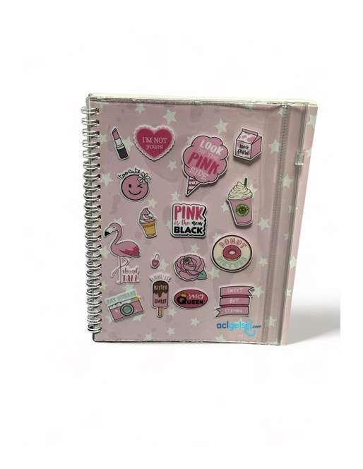 Şeffaf Çantalı Spiralli Defter 60 Yaprak Çizgili