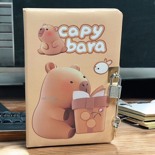 Sevimli Capy Bara Kilitli Hatıra Defteri