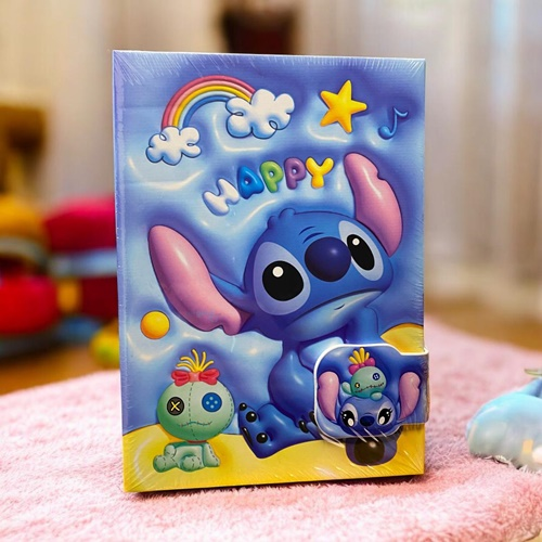 Sevimli Stitch Mıknatıs Kilitli Not Defterleri A5