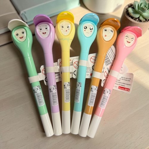 Smile Şapkalı Led Işıklı Tükenmez Kalem