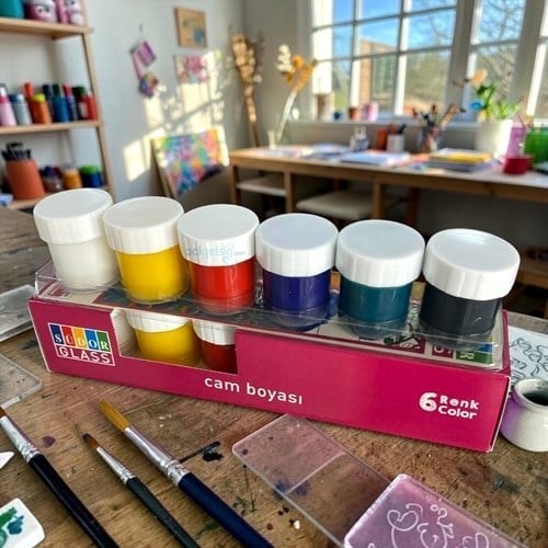 Südor Su Bazlı Cam Boyası 15 Ml Şişe 6'lı Set