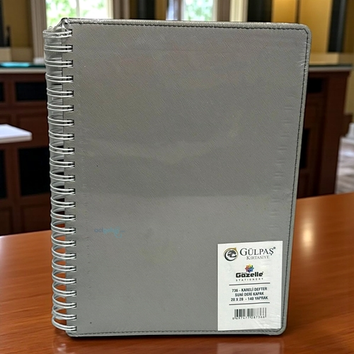 Suni Deri Kapak Kareli Defter 20x28 140 Yaprak
